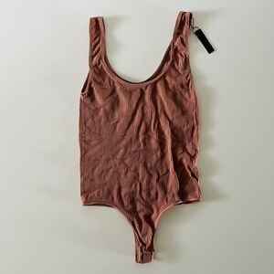 SKIMS Rose Clay Stretch Rib Scoop Neck Tank Bodysuit - S/M
